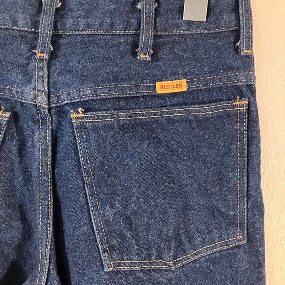 Vintage 80s Rustler Yellow Tab Dark Wash Denim Western Cowboy‎ Jeans - Picture 4 of 7